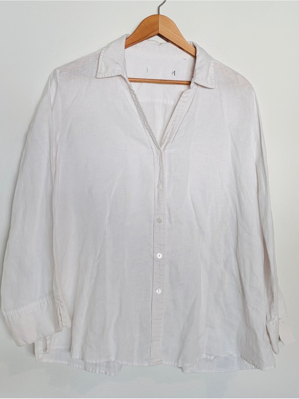 Foxcroft 100% linen White Long sleeve button-down tunic top sz 1X